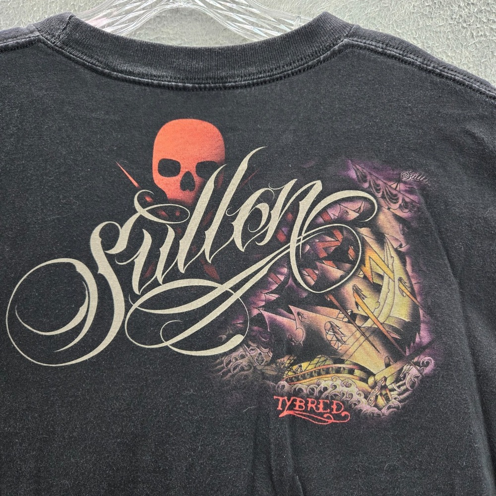 Sullen Men Shirt 2XL Black Tybred Pirates Floral Skull Ink Logo Graphic Tee - Picture 9 of 9